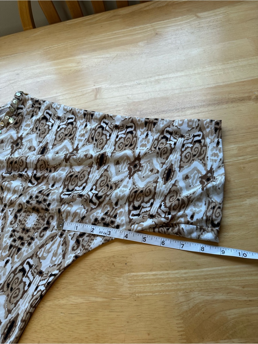 Ruby Rd Womens Brown Tan Geometric Design Short Sleeve Knit Top Size 2X - Picture 6 of 7